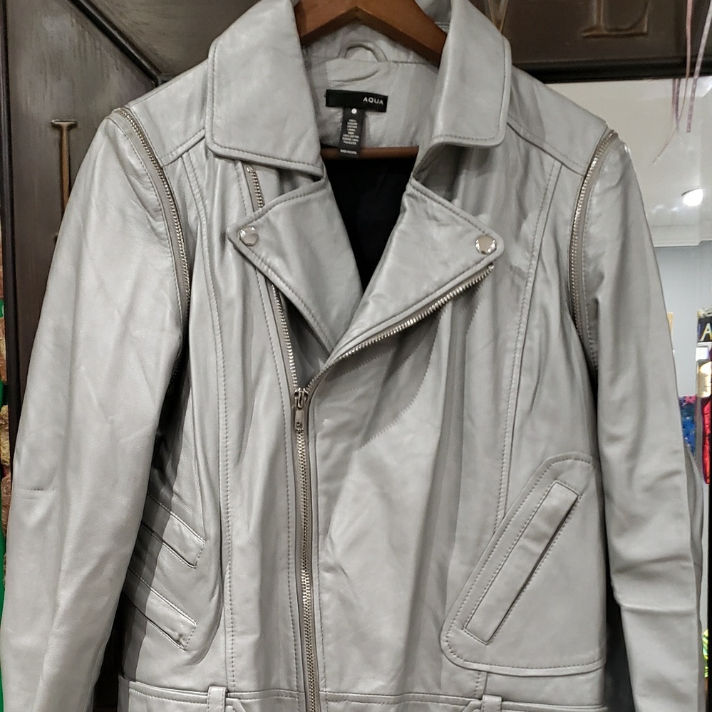 Silver leather jacket /vest
